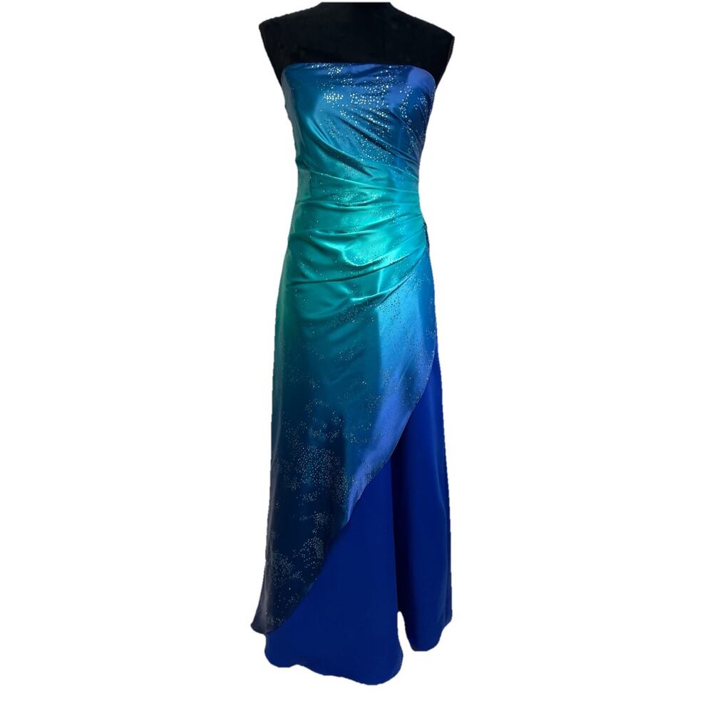 Vintage Y2K‎ Dress Blue Ombre Fairy Hoco Prom Sparkle 7/8 Whimsigoth Formal Glam